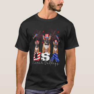 T-shirt Trois Bulldogs français aux États-Unis portant une