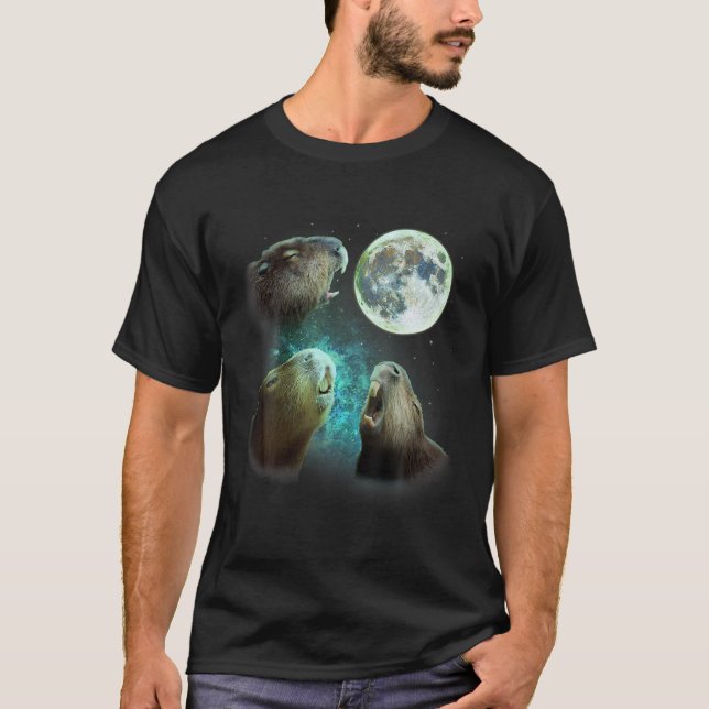 T-shirt Trois Capybaras Howt À La Lune 3 Wolfs Wolves Paro (Devant)