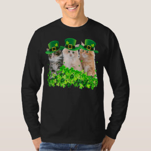 T-shirt Trois Chat Jour de la Saint Patrick Kitty Kitten L