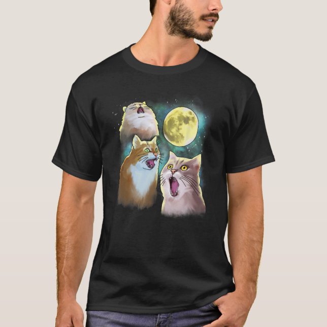 T-shirt Trois Chat Lune 3 Wolfs Funny Parodie (Devant)