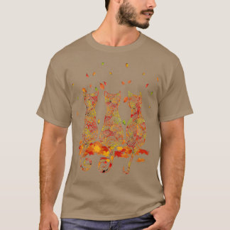 T-shirt Trois chats Bonjour Automne Feuilles d'automne