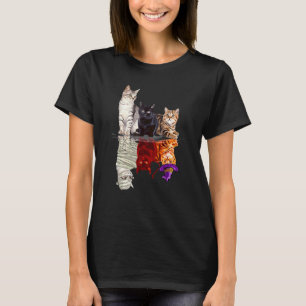 T-shirt Trois Chats Halloween Citrouille Chapeau de Sorciè