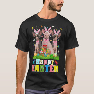 T-shirt Trois chats lapins Sphynx et panier d'oeufs de Pâq
