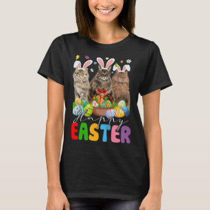 T-shirt Trois chats persans Bunny et panier d'oeufs de Pâq
