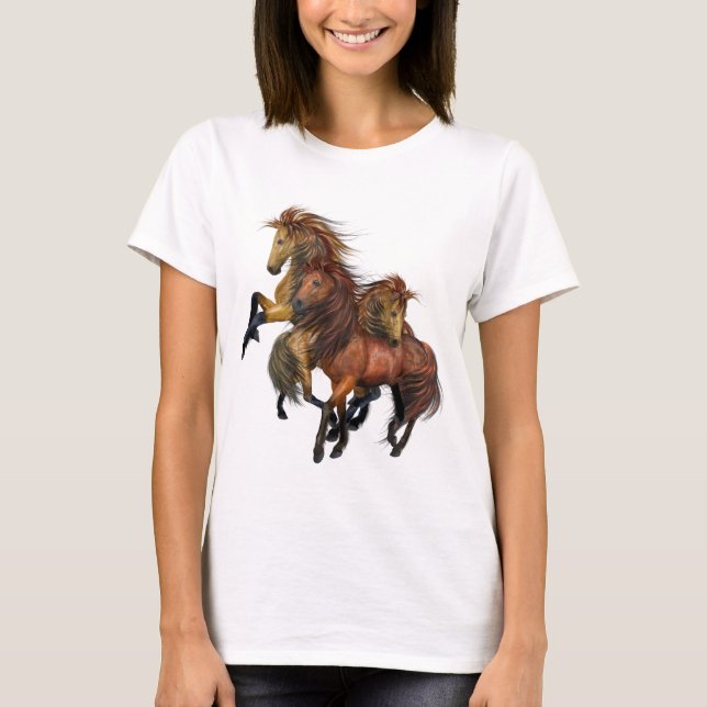 T-shirt Trois Chemise Stallions Sauvages (Devant)