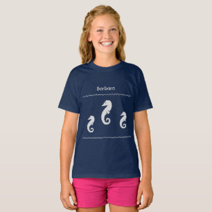 T-shirt - Trois Chevaux de mer avec nom Lumière su