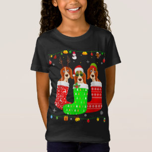 T-Shirt Trois Chien À Hound Basset Dans Les Chaussettes De