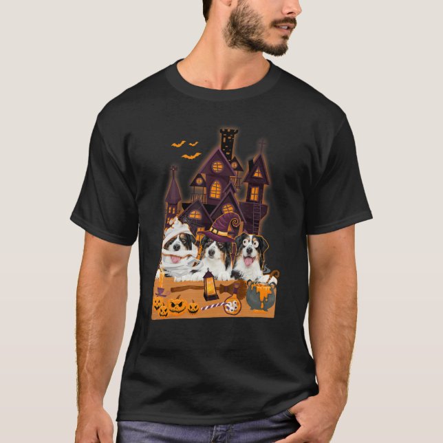 T-shirt Trois Chiens Bergers Australiens sorcier maman eff (Devant)