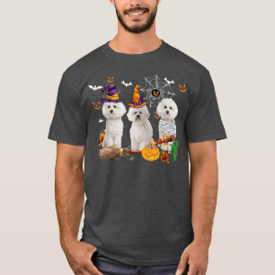 T-shirt Trois Chiens Bichon Frise Sorcière Halloween Femme