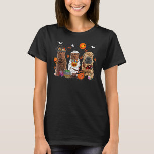 T-shirt Trois Chiens de Pei Shar Halloween maman effrayant