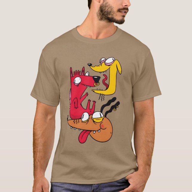T-shirt Trois chiens fous cadeau drôle (Devant)