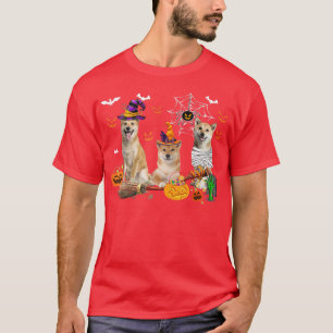 T-shirt Trois Chiens Shiba Inu Sorcière Halloween maman Ef