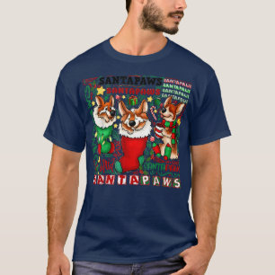 T-shirt Trois Corgi en chaussette Noël Père Noël Xmas 343