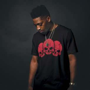 T-shirt Trois crâne rouge