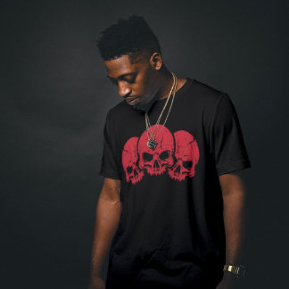 T-shirt Trois crâne rouge