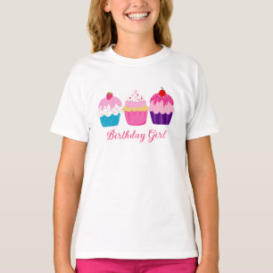 T-shirt Trois Cupcakes colorés - Fille d'anniversaire