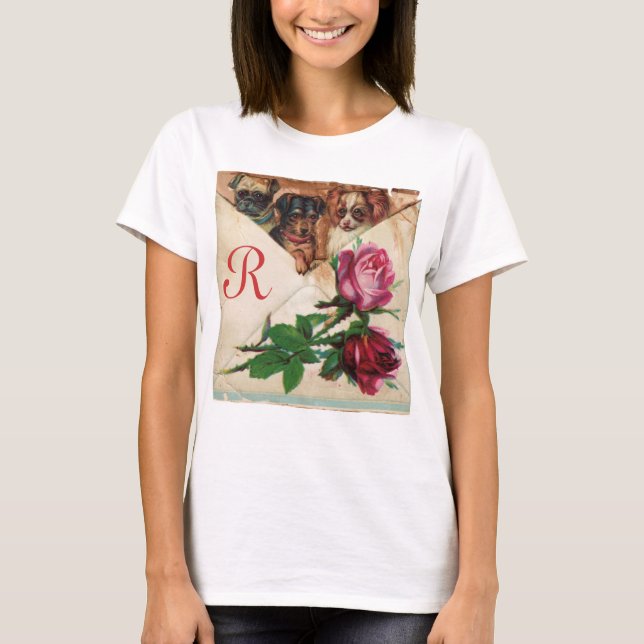 T-SHIRT TROIS DOGGIES AVEC MONOGRAM ROSE (Devant)