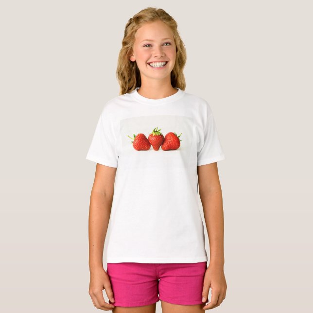 T-shirt Trois Fraises Sur Gcna Blanc (Devant entier)