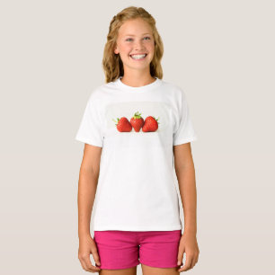 T-shirt Trois Fraises Sur Les Filles Blanches cn