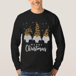 T-shirt Trois Gnomes Avec Léopard Plaid Gnome Noël