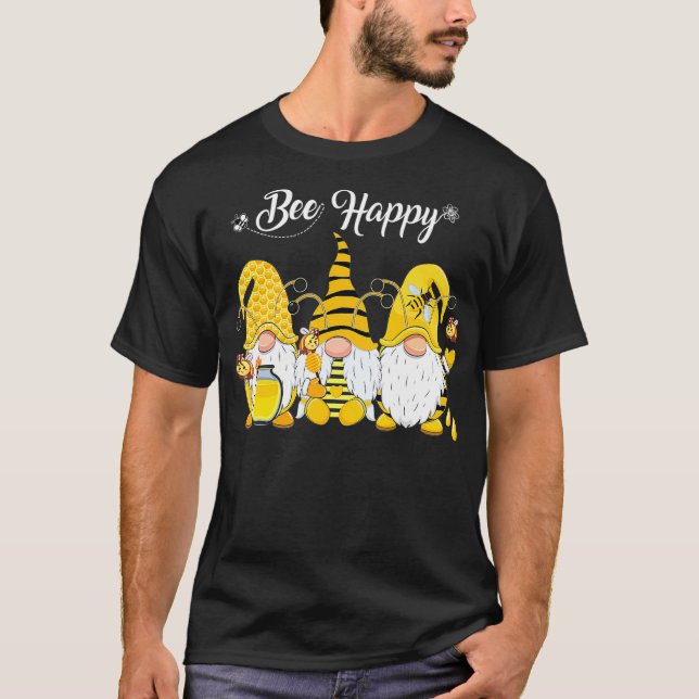 T-shirt Trois Gnomes tenant du miel Abeille Heureux Abeill (Devant)