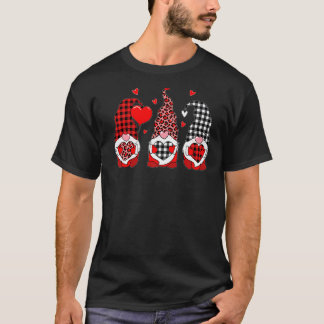 T-shirt Trois Gnomes tenant Leopard Heart Rouge Plaid Vale