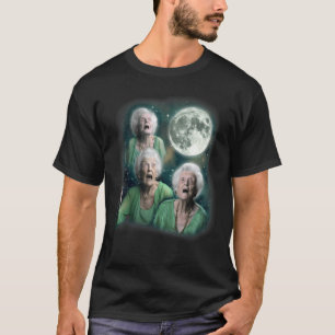 T-shirt Trois Granny Moon 3 Old Ladys Howling Weird Maudit