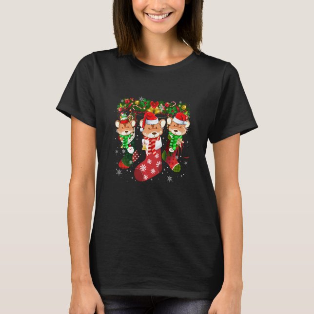 T-shirt Trois Guinéens Cochon En Sock Noël Santa Hat Lover (Devant)