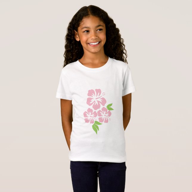 T-Shirt Trois Hibiscus rose pâle Fleurs tropicales (Devant entier)