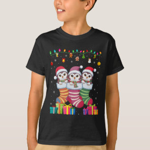 T-shirt Trois hiboux des neiges en chaussettes drôles garç