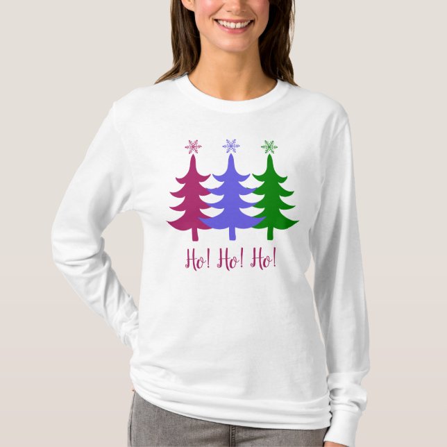 T-shirt Trois Joyeux arbres de Noël Ho ! Ho ! Ho ! (Devant)
