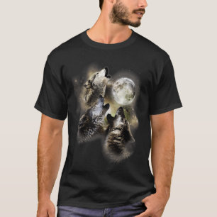 T-shirt Trois loups hurlent à la Lune Wolf Lover Débardeur