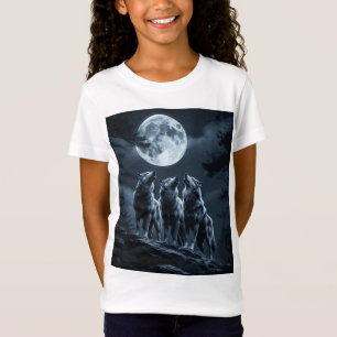 T-Shirt Trois Loups Hurleurs à la Pleine Lune - Trois Loup
