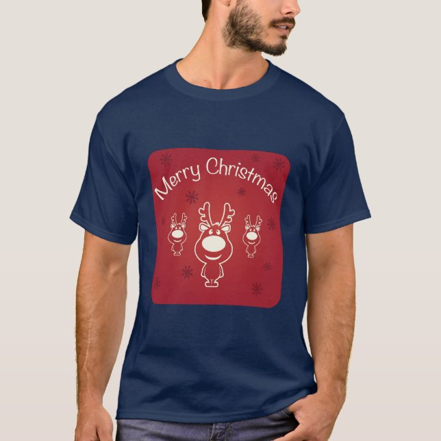 T-shirt Trois mignons rennes Joyeux Noël (Devant)