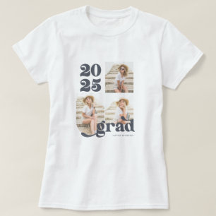 T-shirt Trois Photo Retro 2025 Graduate Blue