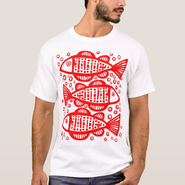 T-shirt Trois poissons - Rouge (Devant)
