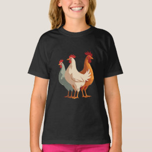 T-shirt Trois poules françaises rétro Découpe mi-siècle 6