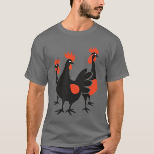 T-shirt Trois poules françaises Rétro découpé milieu du si
