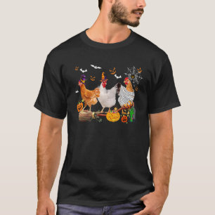 T-shirt Trois poulets Halloween Momie Sorcière Citrouille