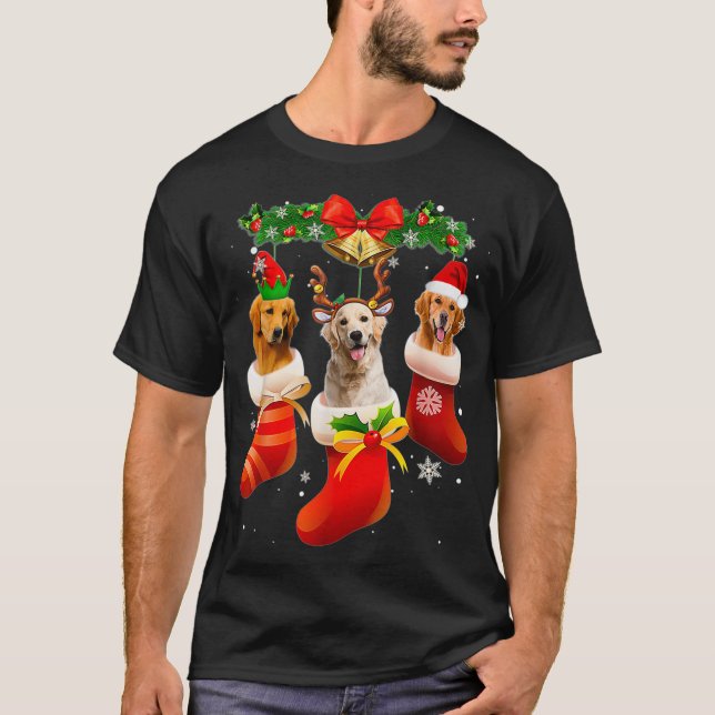 T-shirt Trois Récupérateurs D'Or En Pajama De Noël Coq X (Devant)