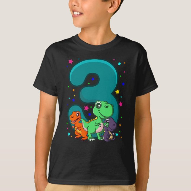 T-shirt TROIS REX 3e anniversaire Enfants Dino (Devant)