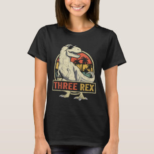 T-shirt Trois Rex 3ème Anniversaire Chemise Troisième Dino