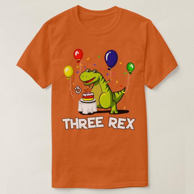 T-shirt Trois Rex 3ème anniversaire de fête TRex Dinosaur (Design devant)