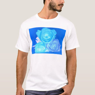 T-shirt Trois roses, couleur bleue inversée rougeoyante