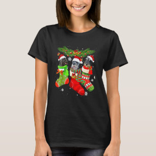 T-shirt Trois Schnauzer en chaussette Noël Père Noël X Mas