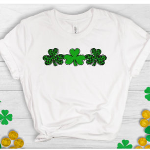 T-shirt Trois shamrocks empreintes de léopard de trèfle ve