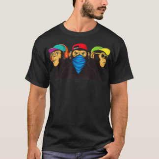T-shirt Trois Singes Sages Graffiti Moderne