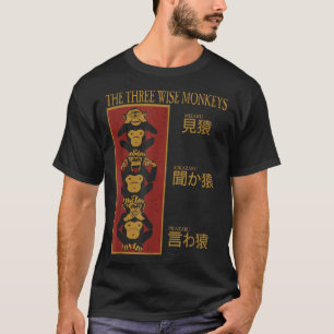 T-shirt Trois singes sages ne voient pas le mal, n'entende