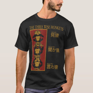 T-shirt Trois singes sages ne voient pas le mal, n'entende