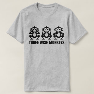 T-shirt Trois singes sages voient pour entendre pour ne